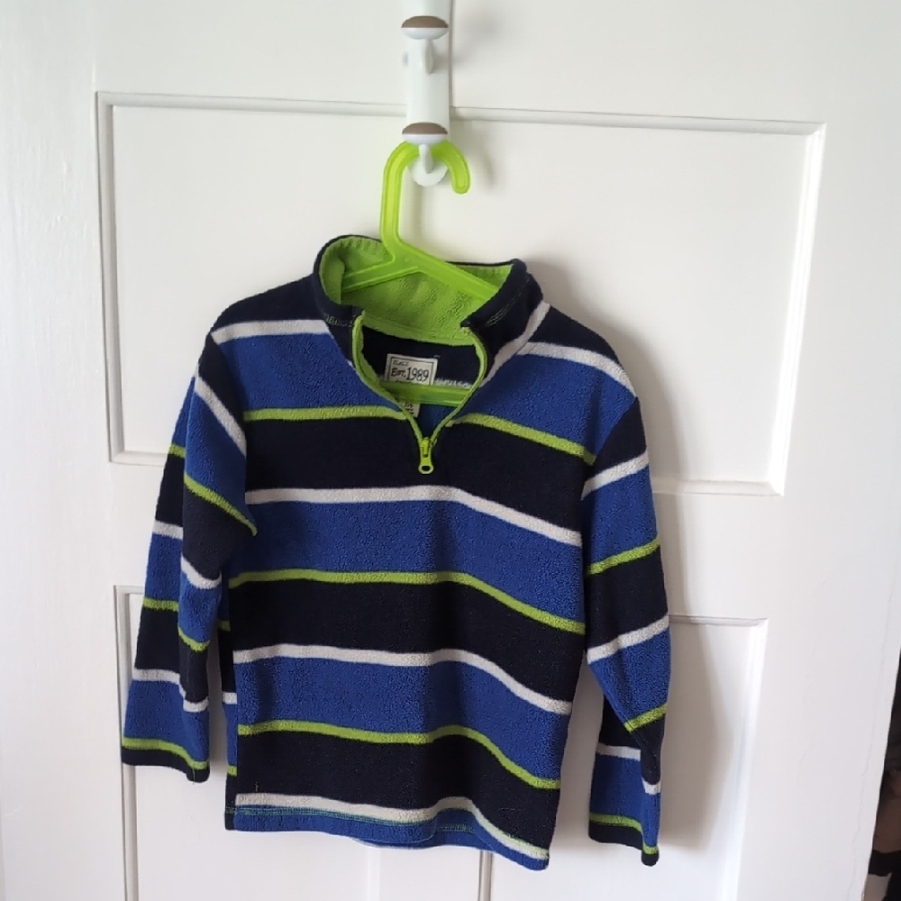 Place Boys' Striped Quarter-Zip Fleece - Blue, Navy & Lime